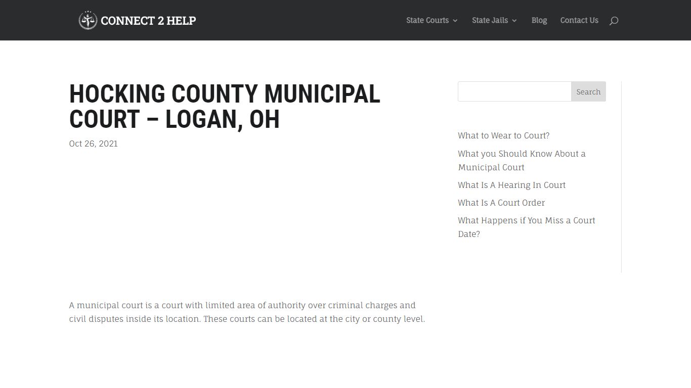 Hocking County Municipal Court - Logan, OH - Connect 2 Help