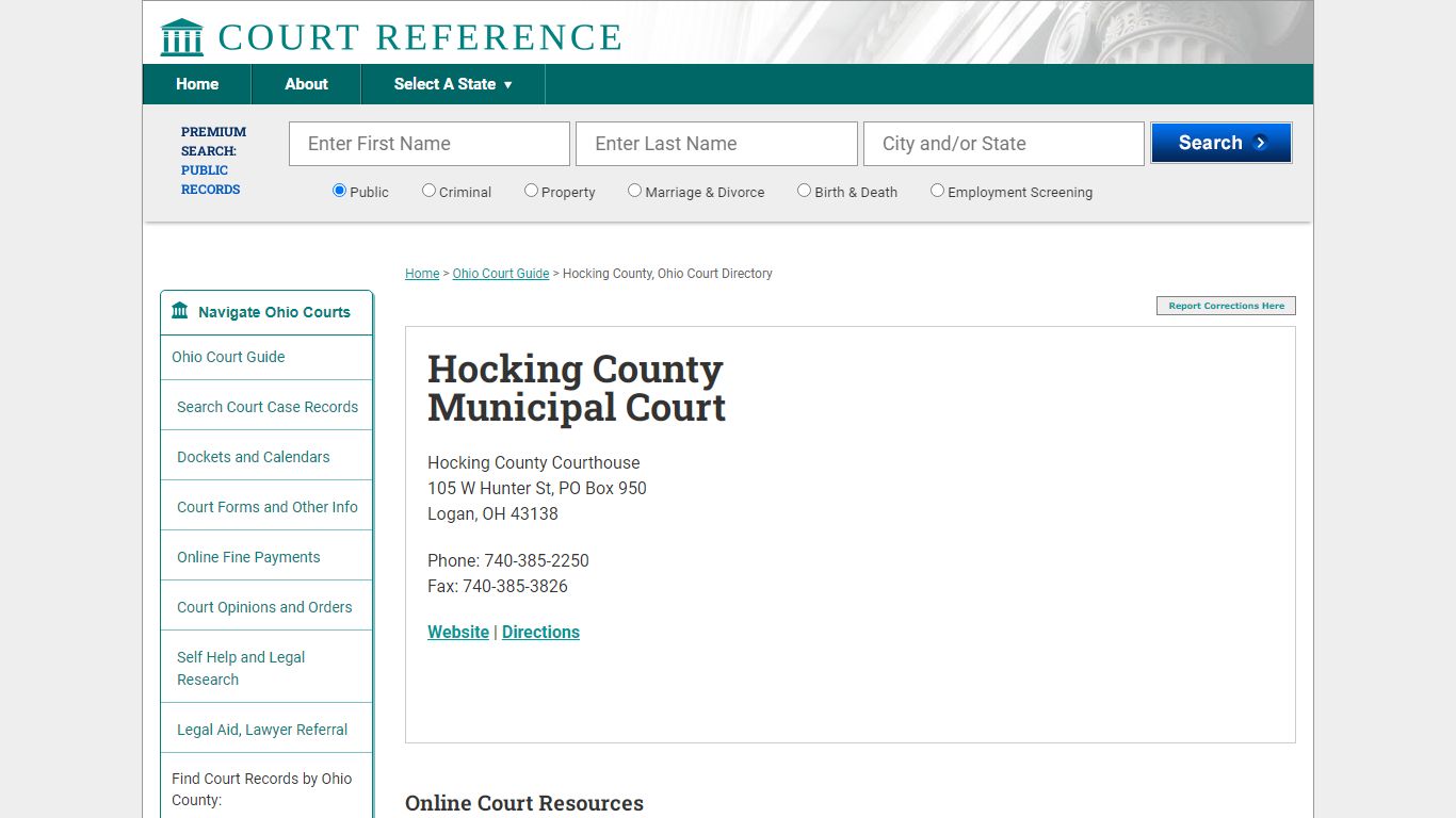 Hocking County Municipal Court - CourtReference.com